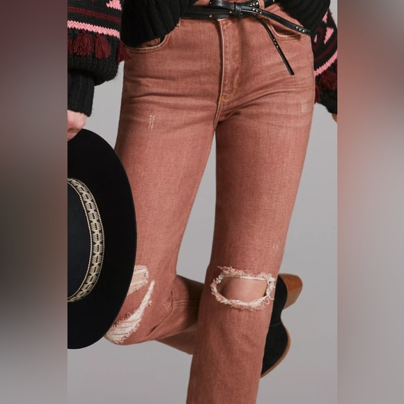 NWT Pilcro for Anthropologie The Vintage Straight Leg Jean-Washed Brown Rust 27 - Picture 5 of 16